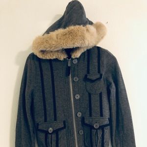 Marc Jacobs vintage Y2K Sherpa Lined sweater faux fur hood